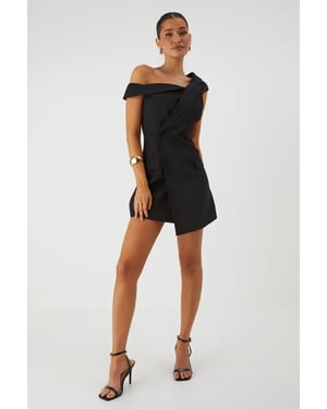 Off Shoulder Double Breasted Blazer Dress