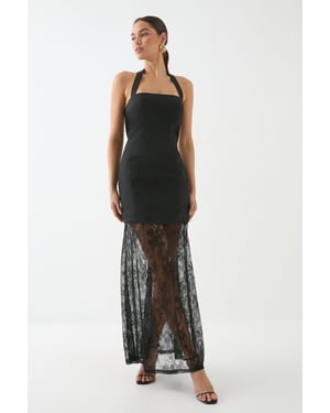 Halterneck Lace Skirt Maxi Dress