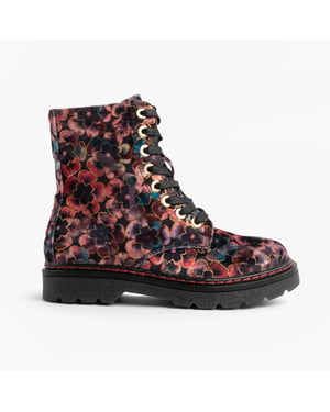 Heavenly Feet Justina2 Viola Velour Womens Ankle Boots Rose Pink