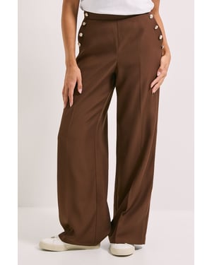 Military Button Detail Wide Leg Trouser