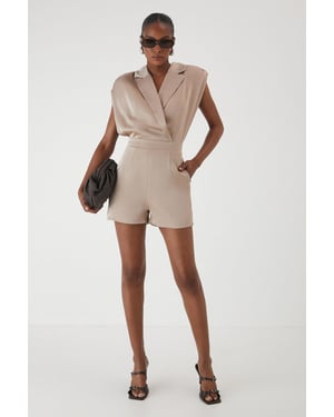 Premium Satin Padded Shoulder Playsuit