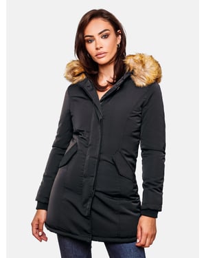 Marikoo dames winterparka Karmaa met afneembare imitatiebontkraag