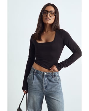 Basic Square Neck Long Sleeve Top