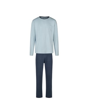 Phil & Co Heren pyjama set interlock lichtblauw gestreept/donkerblauw
