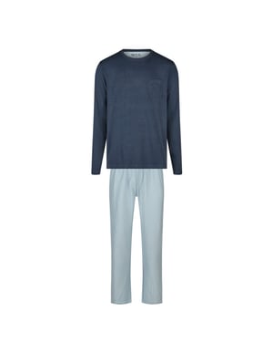 Phil & Co Heren pyjama set interlock donkerblauw/lichtblauw gestreept
