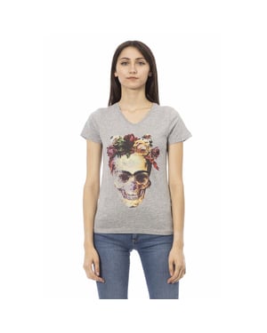 Frida Skull V-hals T-shirt Casual Stijl