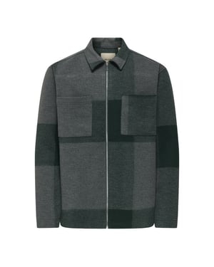 Only & Sons onswake checked zip overshirt 22034447 dark sea