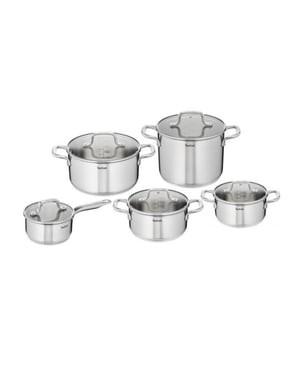 Tefal Virtuoso kookpannenset 5 delig rvs met glazen deksels