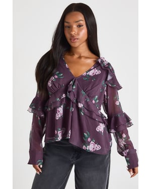 Floral Ruffle Chiffon Blouse