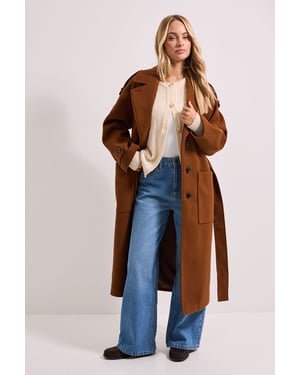 Petite Belted Longline Coat