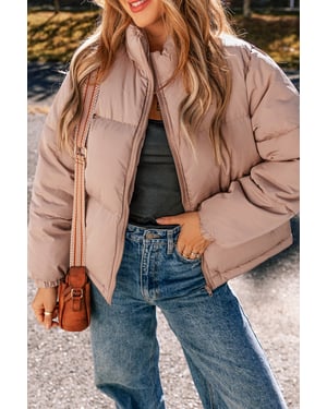 Puffer Jacket Long Sleeve Mock Neck