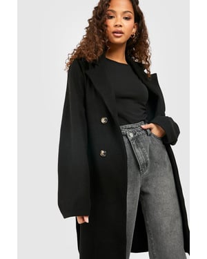 Belted Double Breasted Wool Look Coat
