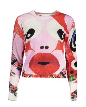 Abstract Gezicht Gebreide Pullover Trui
