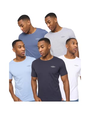 Crosshatch Heren Basicnatural T-shirt (Pakket van 5) (Wit/Marineblauw/Denim/Blauw/Grey Marl)