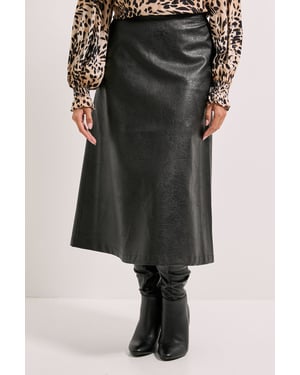 Faux Leather Midi Skirt