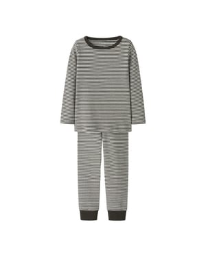 Name It Meisjes pyjama set nmnnightset stripe zwart/wit