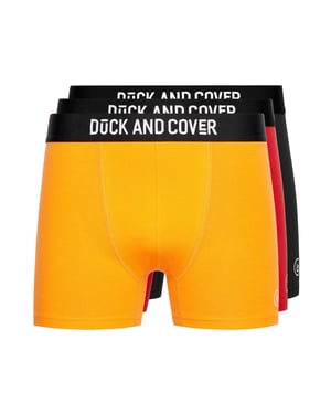 Duck and Cover Heren Fiery Boxershorts (Set van 3) (Geel/Rood/Zwart)