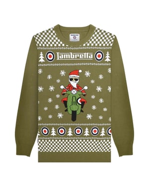 Lambretta Mens AW25 Scooter Christmas Jumper (Khaki)