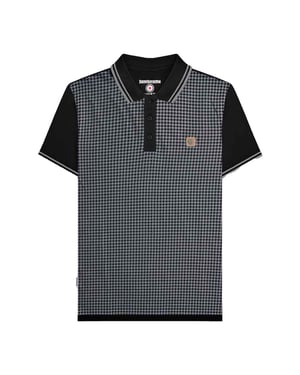 Lambretta Mens SS24 Houndstooth Polo Shirt (Black/Iron)