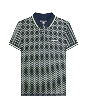 Lambretta Mens Geometric Big & Tall Polo Shirt (Navy/Basil)