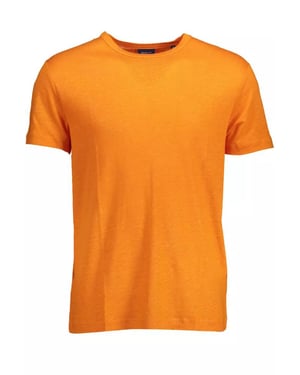 Linne T-shirt med kort ärm och rund hals