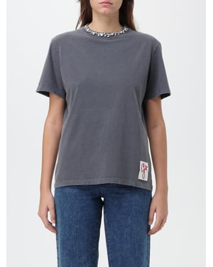 T-shirt med dekorerad halsringning