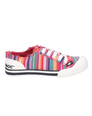 Rocket Dog Vrouwen/dames Jazzin Eden Stripe Lace Up Canvas Trainer (Rood/Multi)