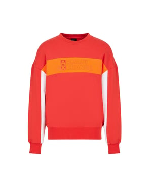 Armani Exchange Sweatshirt med halsringning för män (Röd/Vit/Orange)