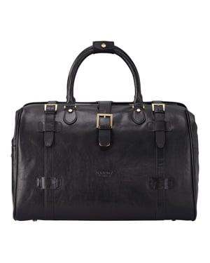 Genuine Leather Black Duffle Holdall Vintage Travel Gym Bag - Windsor