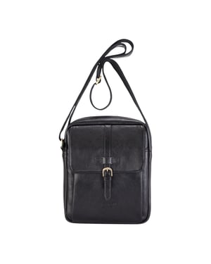Äkta Läder Svart Vintage Axelremsväska Messenger Resväska - Ashby