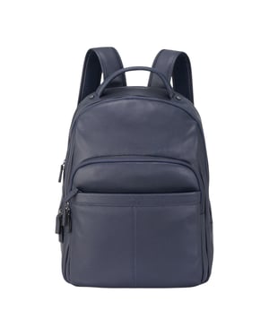 Echte leren marineblauwe vintage rugzak, laptoptas, reistas - Capri