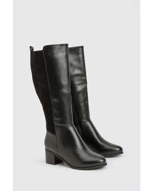 Wide Fit Stretch Panel Knee High Boots