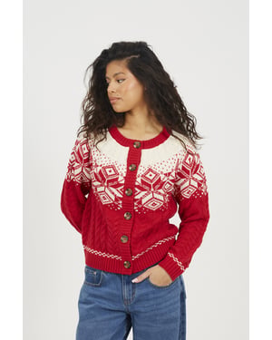 Red Snowflake Fairisle Christmas Cardigan