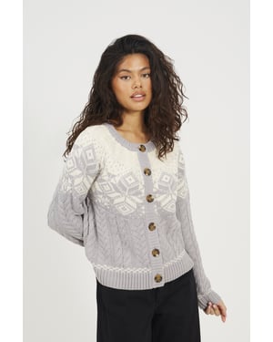 Grey Snowflake Fairisle Christmas Cardigan