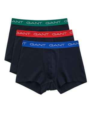 Gant Mens Trunks 3 Pack Mixed Gant Repeat Logo Stretch Underwear Cotton Trunks