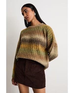 Ombre Knitted Crew Neck Jumper