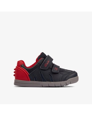 Rex Play T Navy/Red Lea Shoes