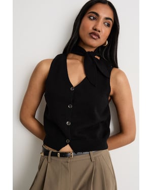 Tie Neck Knitted Vest