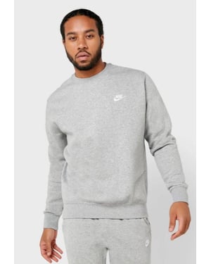 Nike Mens Crewneck Embroiderey Sweatshirt in Grey
