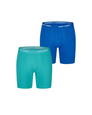 Happy Shorts Heren boxershorts met lange pijpen boxer briefs neon groen/blauw