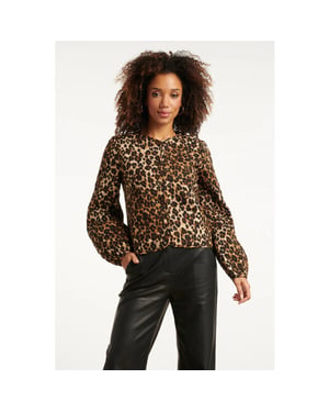 Smashed Lemon Kort zwart en bruin cheetah print damesjack |