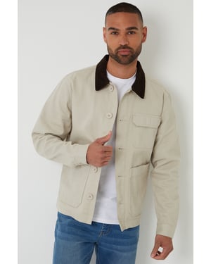 Stone Cord Collar Button Up Utility Jacket