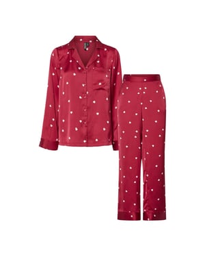 Pieces Dames pyjama set pcjytte hartjes satijn nachtset