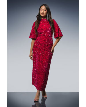 Petite Velvet Sequin Midi Dress