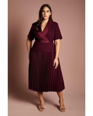 Plus 2 In 1 Wrap Dress With Pleated Skirt