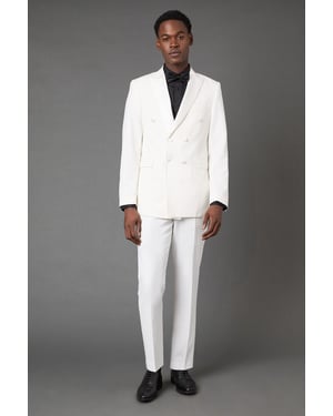 White Slim Fit Tuxedo Trousers