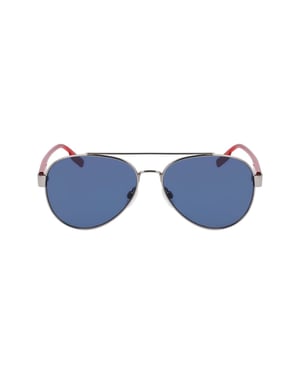 Aviator Sunglasses Metal Frame Red Accents