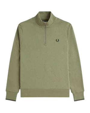 Fred Perry Mens Half Zip Sweatshirt OLive Mint