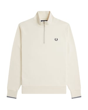 Fred Perry Mens Half Zip Sweatshirt Ecru