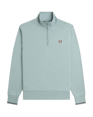 Fred Perry Mens Half Zip Sweatshirt Silver Blue